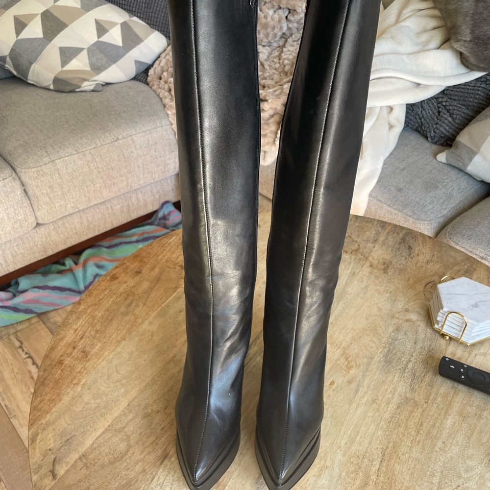 SCHUTZ Black Leather Knee-High Boots
